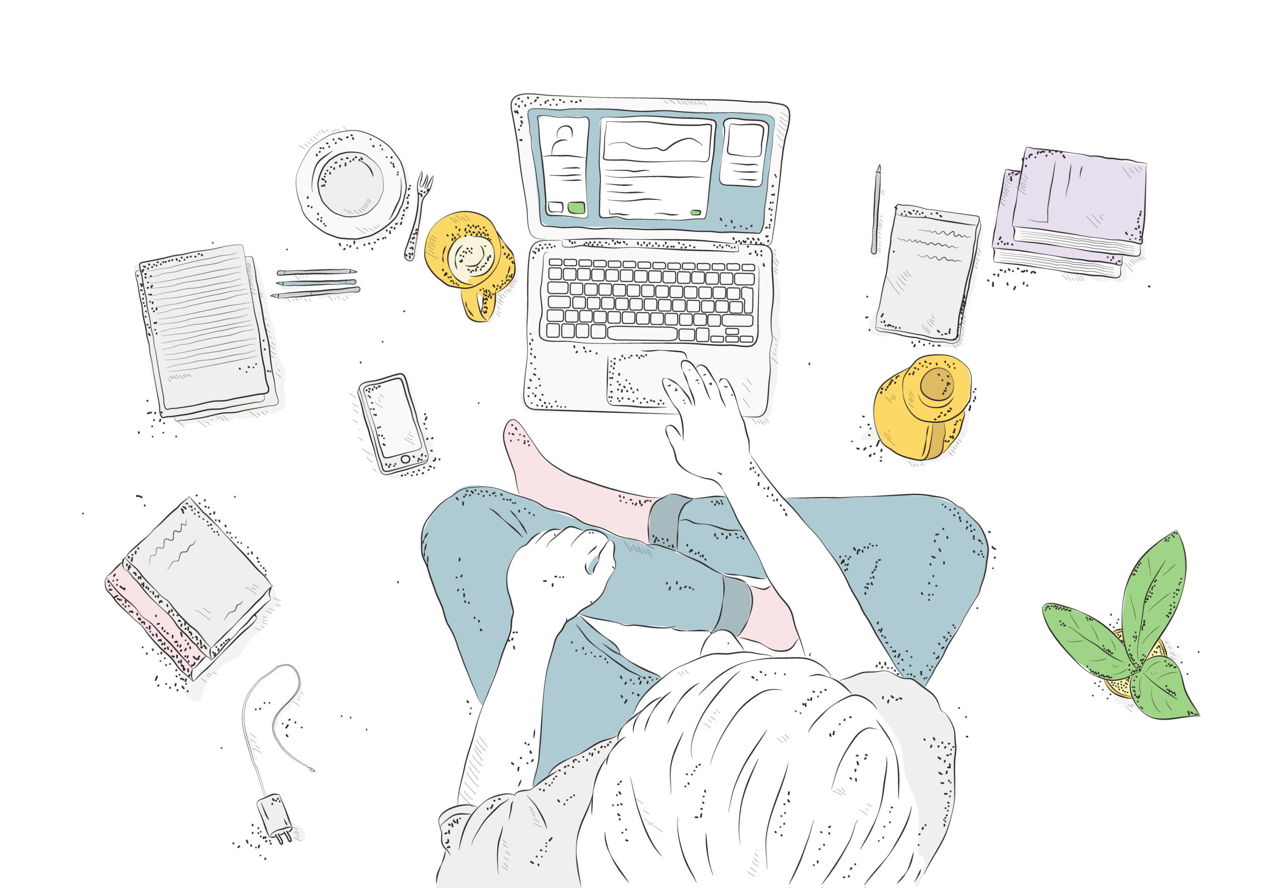 human with laptop color